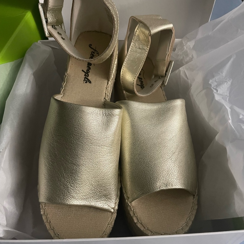 Free People Metallic Gold Espadrilles